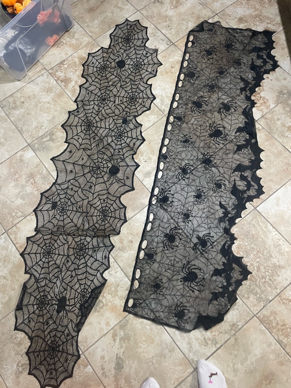 Black Spiderweb Lace Table Runners - Halloween Decor (Set of 2)